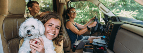 Family in an RV on travel assignment