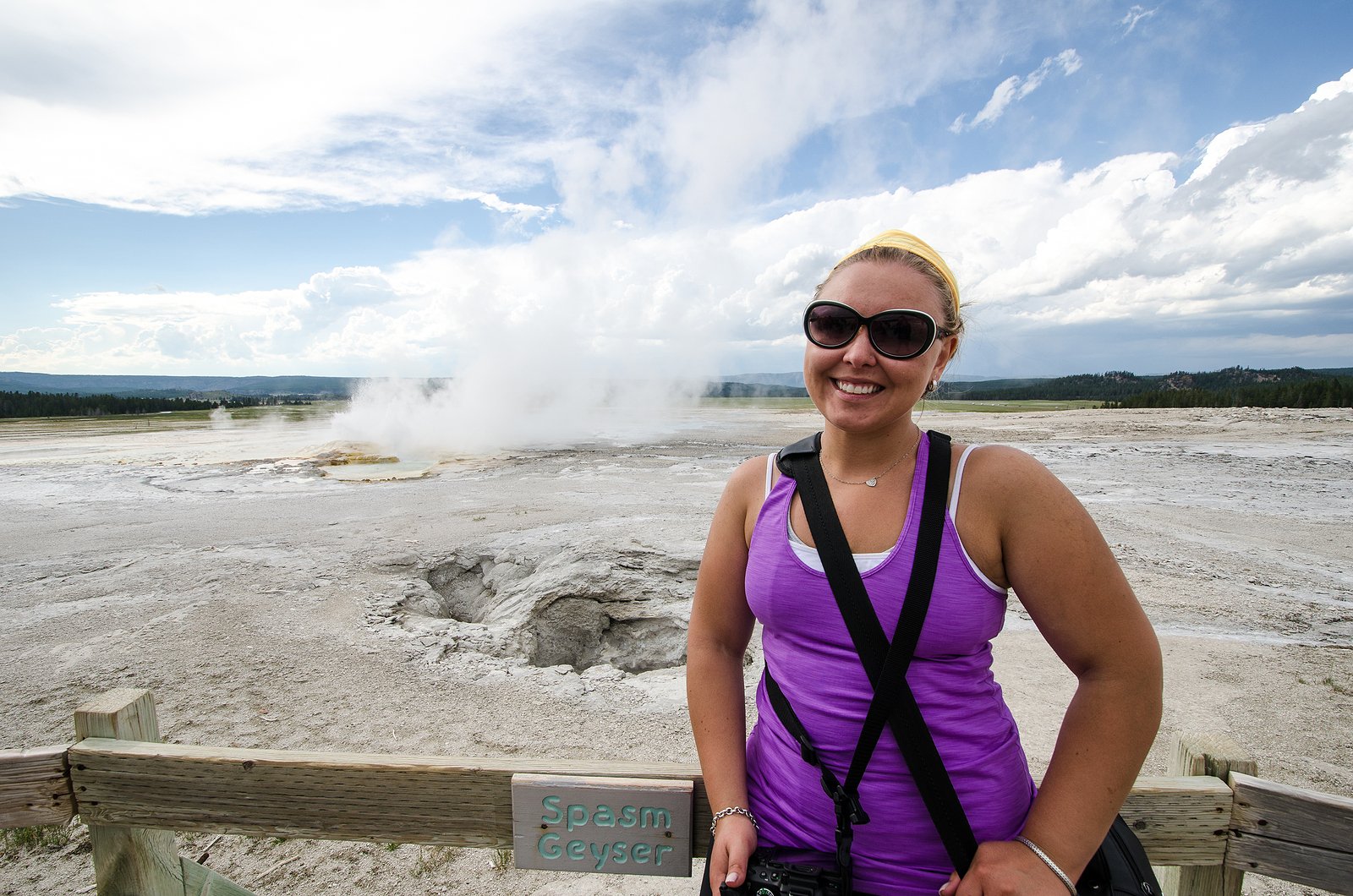 Healthcare traveler enjoying a visit to a geyser