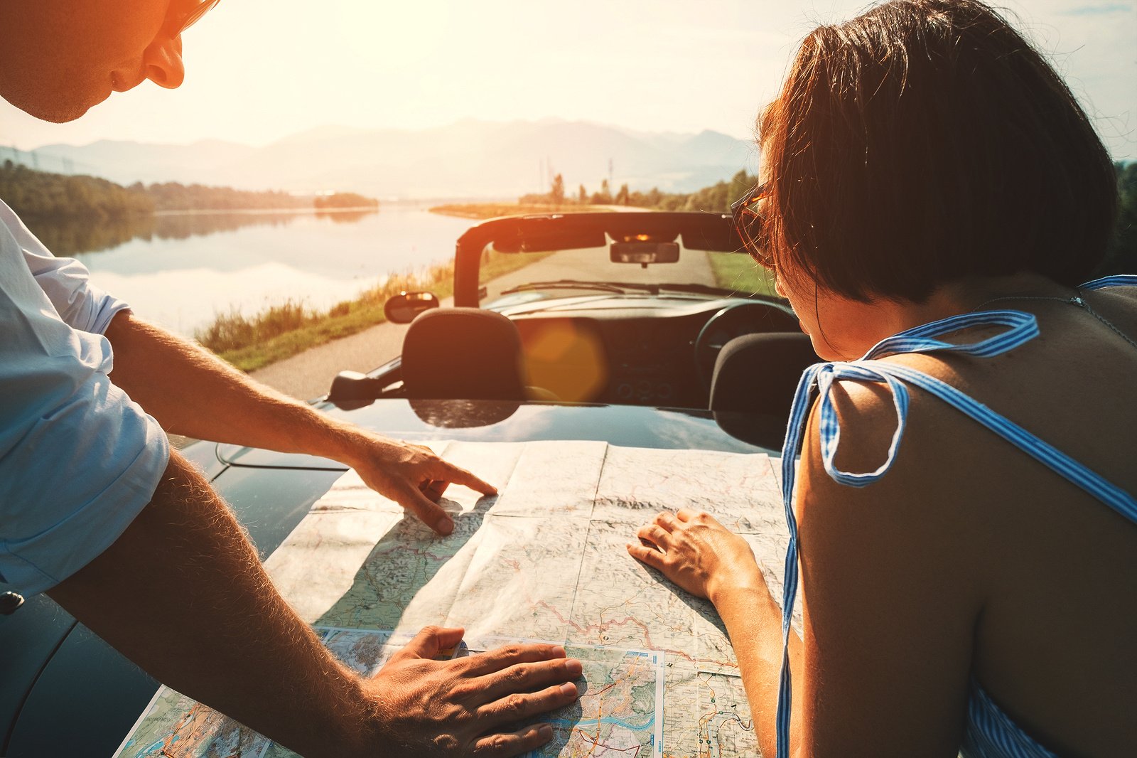 Couple looking at a map together