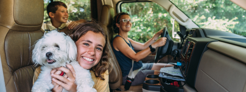 Family in an RV on travel assignment