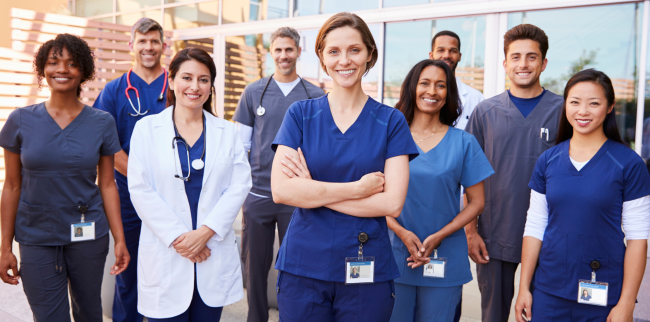 healthcare team standing together healthcare team standing together