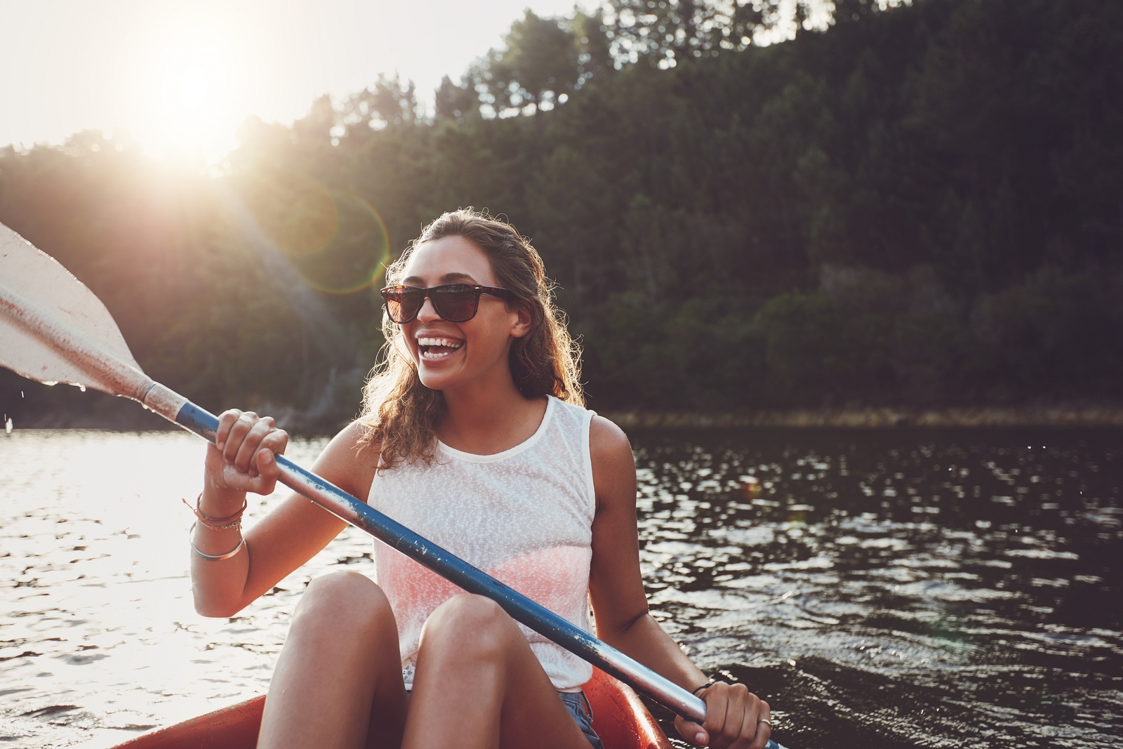 Woman kayaking