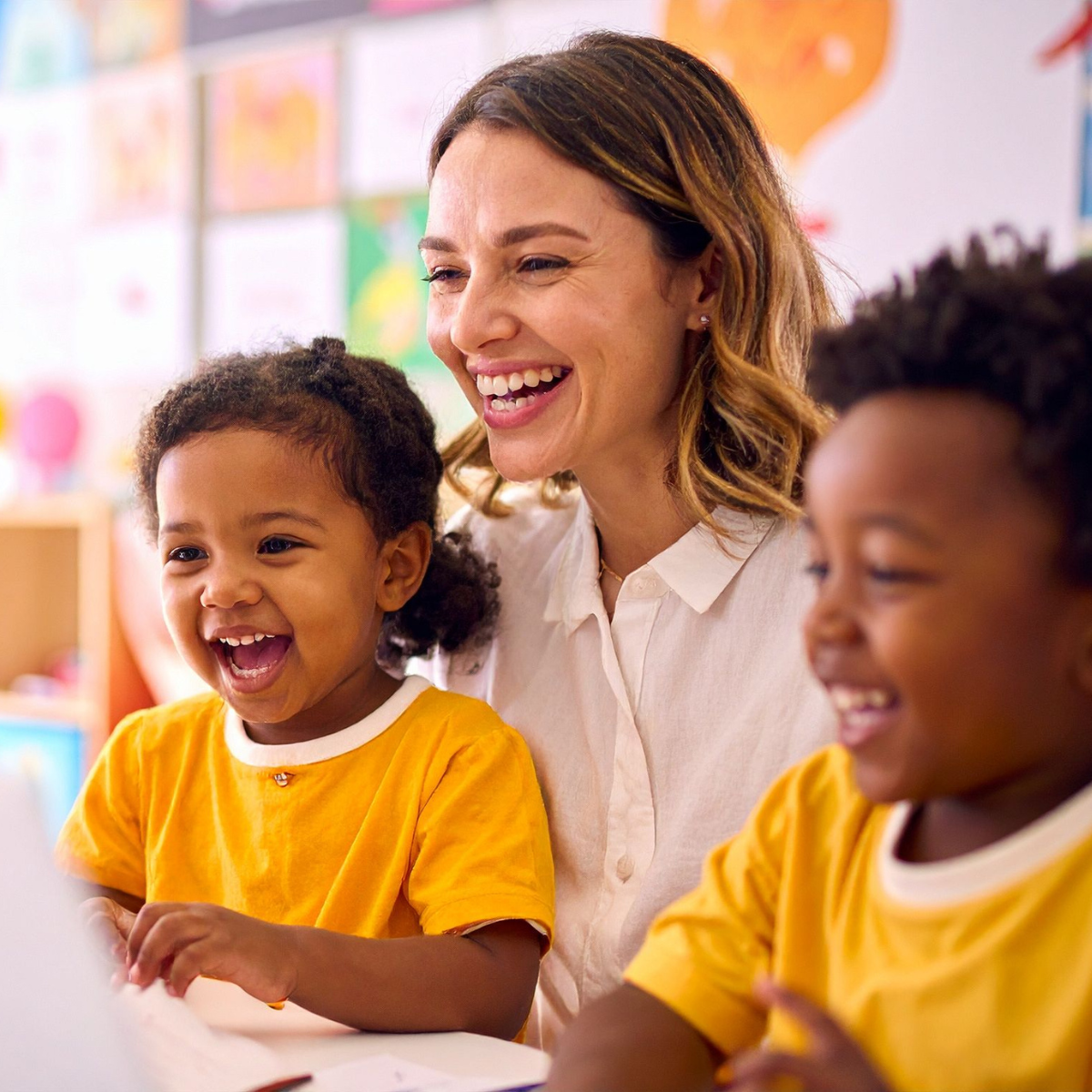 special education teacher with students